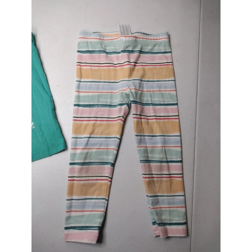 Carters Kid Girls 6/6X Mermaid Tank Top and Striped Leggings 2-Piece Set Teal